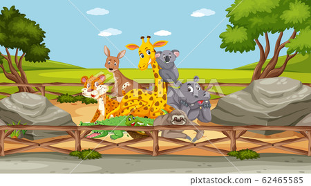 theanimals动漫,动漫ticklethefeet 插图素材: scene with wild animals in the zoo at day time 查看