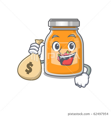 插图素材: rich and famous apple jam cartoon character holding