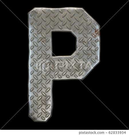 Industrial Metal Alphabet Letter P On Black Stock Illustration