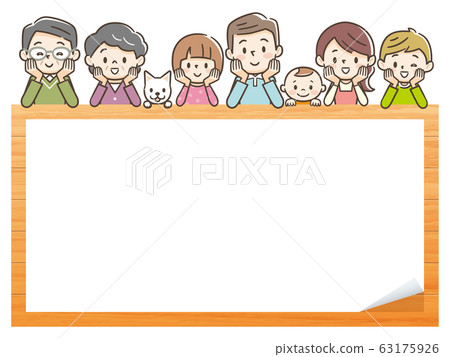 stock illustration: message board with family with cheek stick