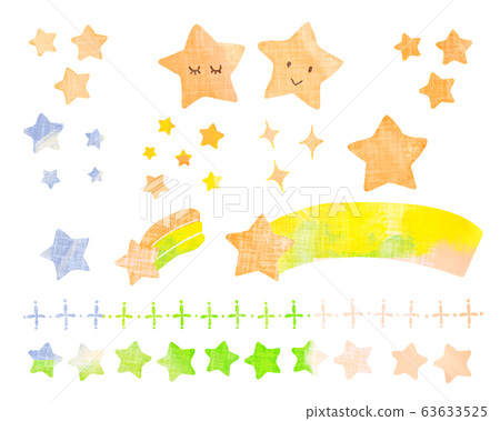 插图素材: 多彩和可爱的星星水彩插图图标集 查看全部