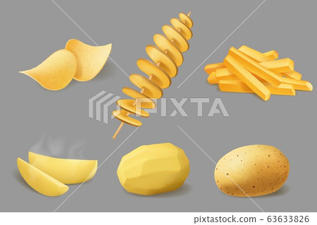 插图素材: potato chips, fries and tornado, realistic food 查看