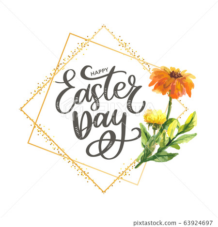 插图素材: colorful happy easter greeting card with flowers 查看