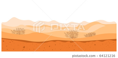 插图素材: desert landscape, dry climate in sandy soil relief