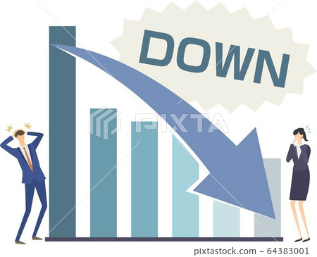 插图素材: 下降图股票价格暴跌销售下降条形图矢量图