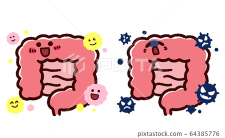 插图素材: 可爱的大肠,小肠器官面部表情套装 查看全部