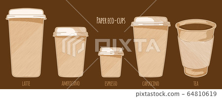 Paper Cups For Hot Drinks Stock Illustration 64810619 PIXTA