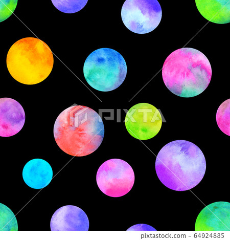 Polka Dot Multi Colored Watercolor Seamless Stock Illustration