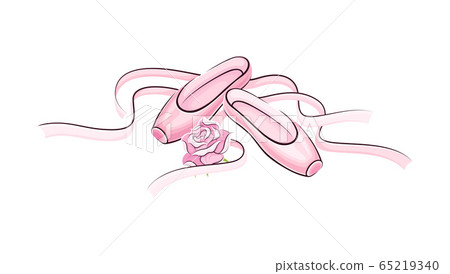 Pink Pointe Shoes With Satin Or Silk Ribbon Stock Illustration