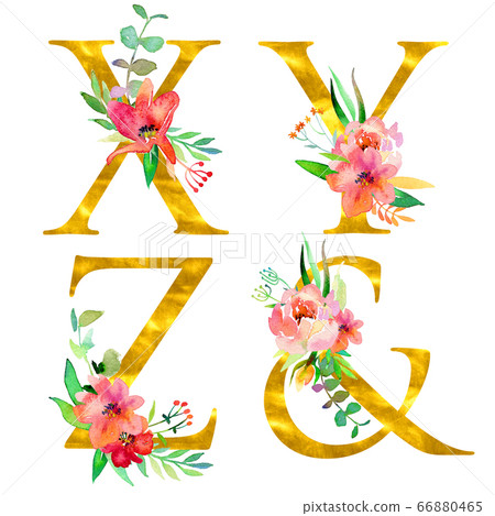 Golden Classical Form Letters X Y Z Decorated Stock Illustration