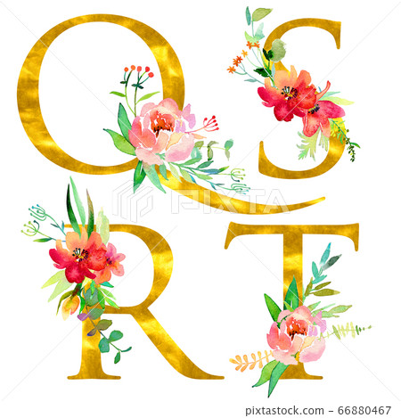 Golden Classical Form Letters Q R S T Decorated Stock Illustration