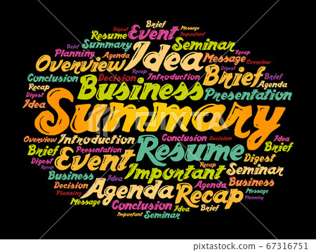 Summary Word Cloud Collage Business Concept Stock Illustration