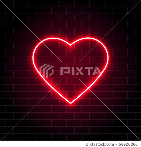 Neon Heart Bright Night Neon Signboard On Brick Stock Illustration