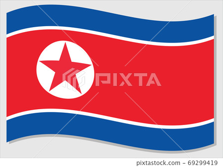 Waving Flag Of North Korea Vector Graphic Stock Illustration