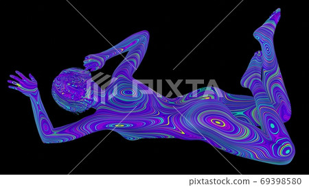 Psychedelic Artistic Portrait Of Lying Naked Woman