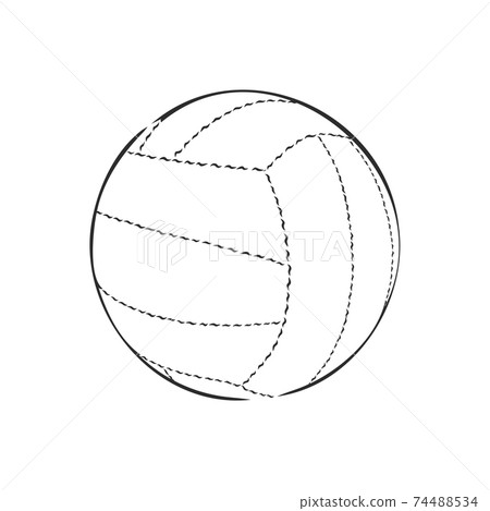 Doodle Style Volleyball Sports Vector Stock Illustration