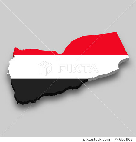 D Isometric Map Of Yemen With National Flag Stock Illustration