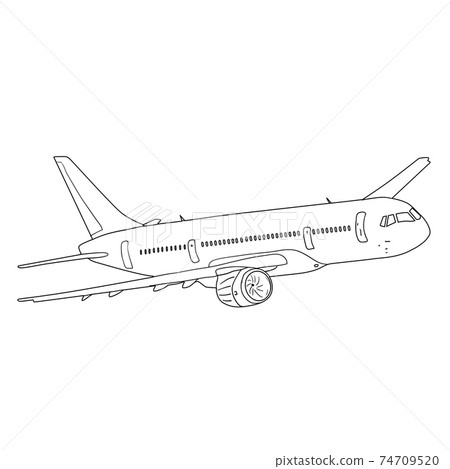 Silhouette Passenger Aircraft On A White Stock Illustration