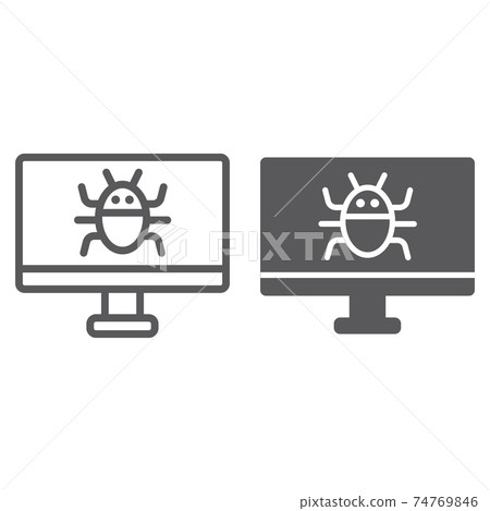 Computer Virus Line And Glyph Icon Technology Stock Illustration