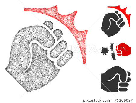 Fist Strike Polygonal Web Vector Mesh Illustration Stock Illustration