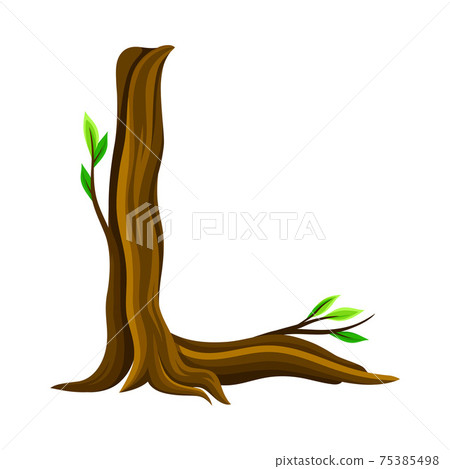 Forest Alphabet Letter Arranged From Tree Trunk Stock Illustration