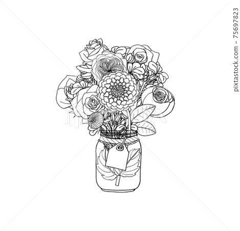 Hand Drawn Doodle Style Bouquets Of Different Stock Illustration