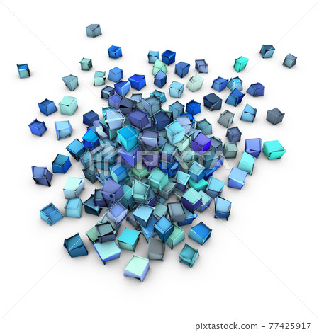 Abstract D Blue Cubic Shape On White Stock Illustration