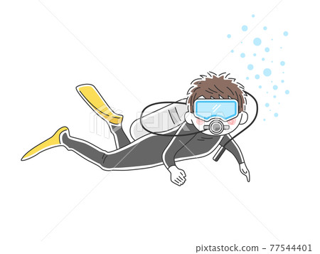 Illustration Of A Man Doing Scuba Diving Stock Illustration 77544401