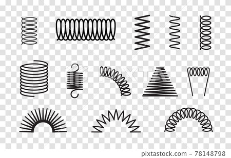 Metal Spring Set Spiral Coil Flexible Icon Stock Illustration