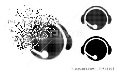 Dust And Halftone Dot Call Center Operator Icon Stock Illustration