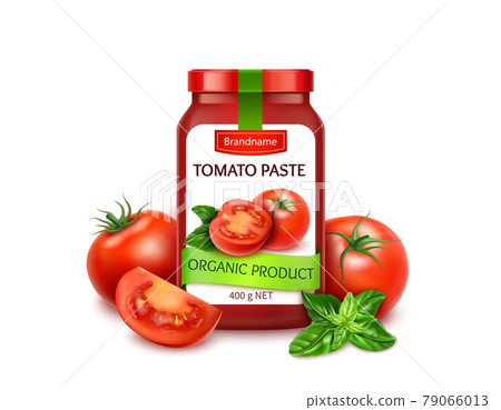 Realistic Detailed 3d Natural Tomatoes Paste Stock Illustration