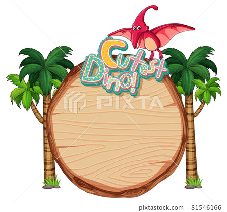 Empty Board Template With Cute Dinosaur Cartoon Stock Illustration