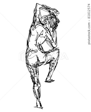 Nude Female Human Figure Standing Rear View Stock Illustration