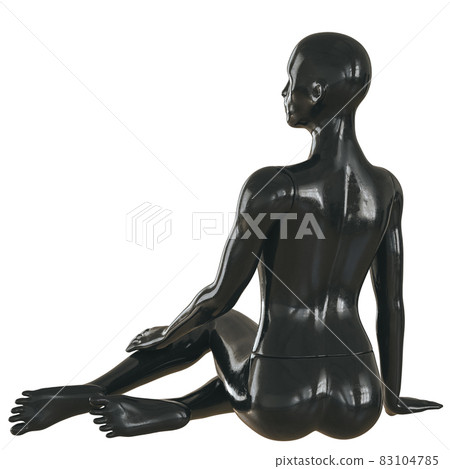 Black Female Naked Mannequin In A Seated Stock Illustration