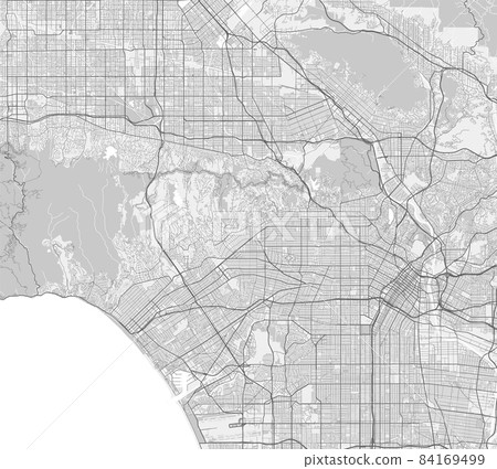 Urban City Map Of Los Angeles Vector Poster Stock Illustration