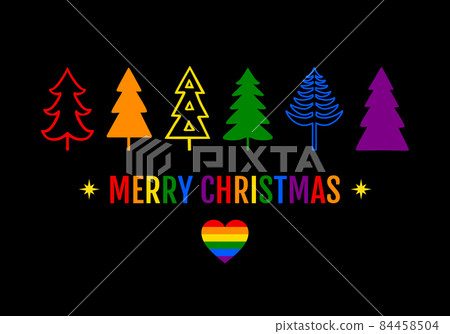 Rainbow Christmas Trees Lgbt Pride Gay Stock Illustration