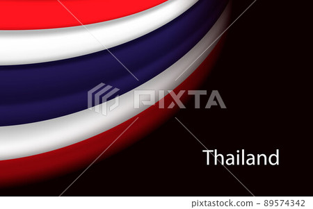 Wave Flag Ofthailand On Dark Background Banner Stock Illustration