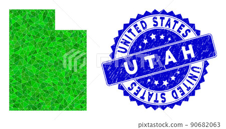 Rosette Rubber Seal And Green Vector Polygonal Stock Illustration