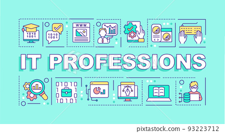 It Professions Word Concepts Turquoise Banner Stock Illustration