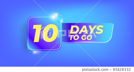 Ten Days To Go Countdown Blue Modern Horizontal Stock Illustration