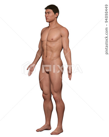 Naked Man Standing Upright With Hands Open Stock Illustration