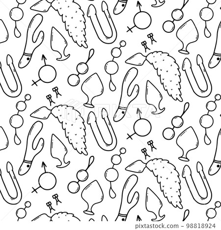 Seamless Pattern With Sex Toys Print For Sex Stock Illustration