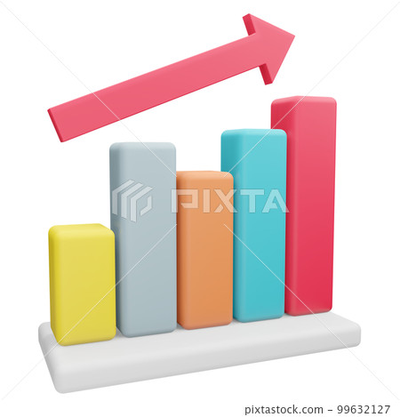 Growing Bars Graphic With Rising Arrow Stock Illustration