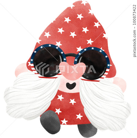 Cute Fun Happy Th Of July Gnome Celebrating Stock Illustration