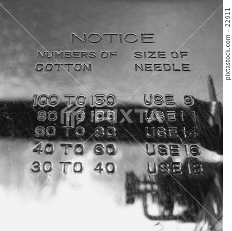 Instructions written in recessed letters on a metal plate of a vintage sewing machine. 22911