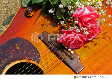 Guitar and rose flower 58228