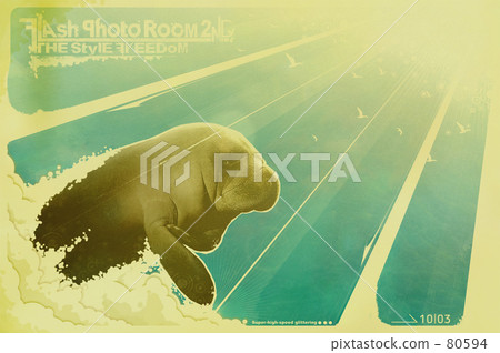 dugong, postcard, brown 80594