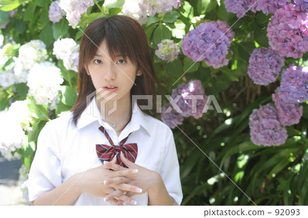 Hydrangea and school girls 92093
