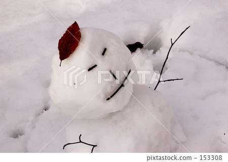 Fallen leaves and snowman 153308