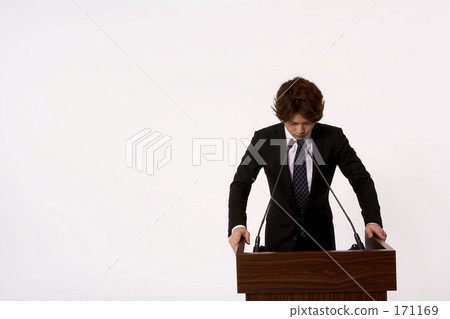 press conference, address, white backdrop 171169
